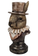 C&E Giftware Beelden Collectables - Konijn met Hoge Hoed en Plooikraag Buste 35cm