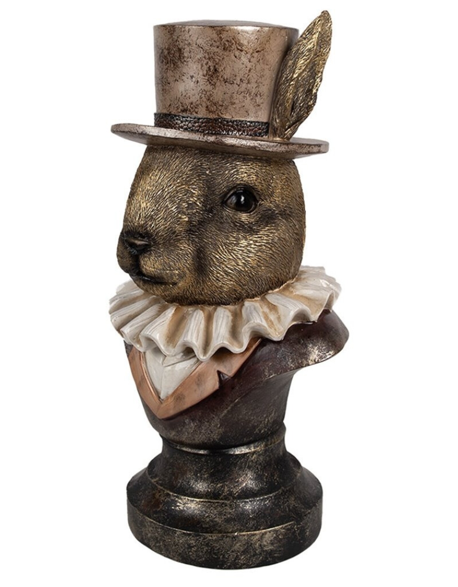 C&E Giftware Figurines Collectables -  Rabbit with High Hat and Pleated Collar Bust 35cm