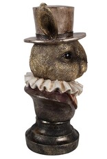 C&E Giftware Beelden Collectables - Konijn met Hoge Hoed en Plooikraag Buste 35cm