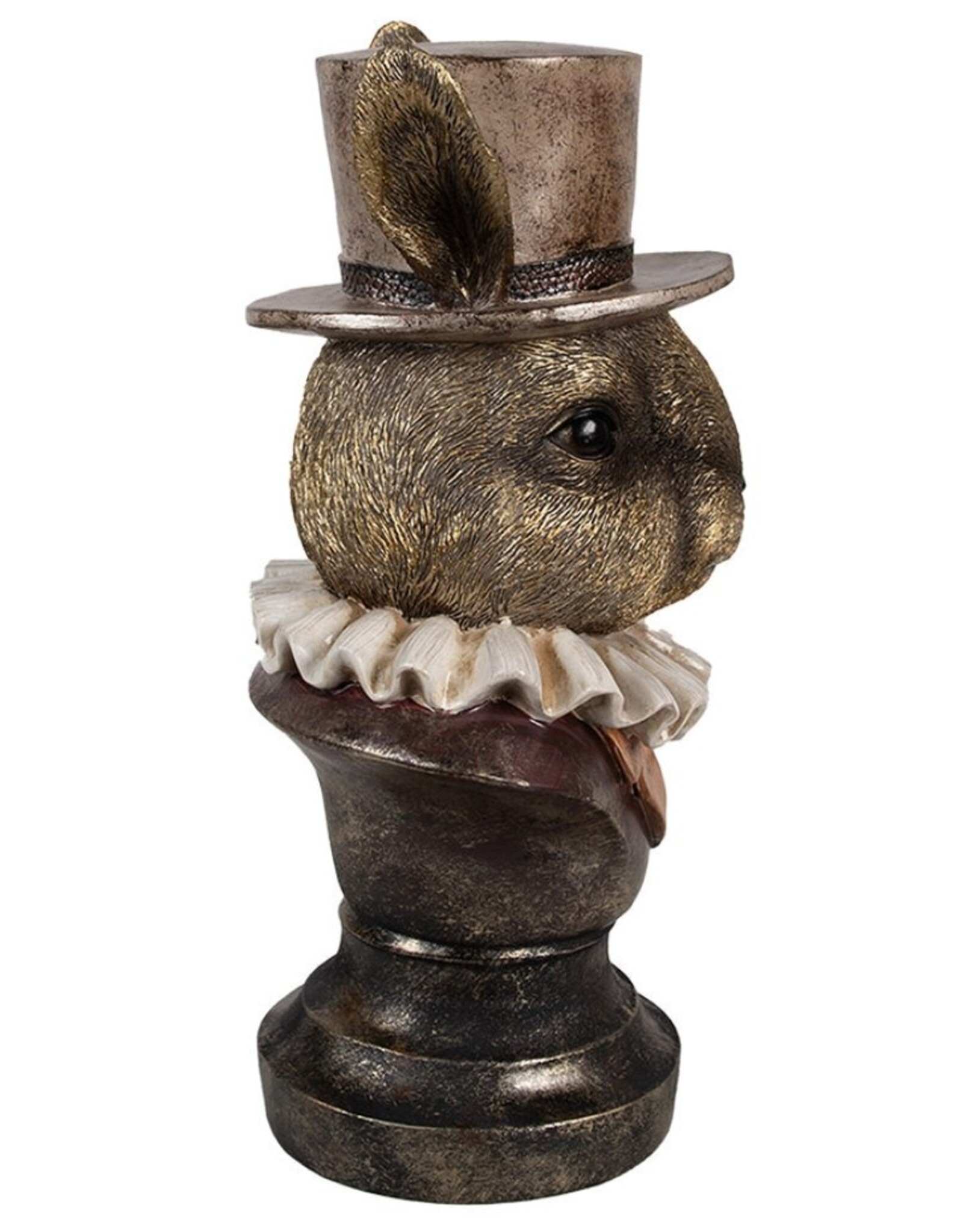 C&E Giftware Figurines Collectables -  Rabbit with High Hat and Pleated Collar Bust 35cm