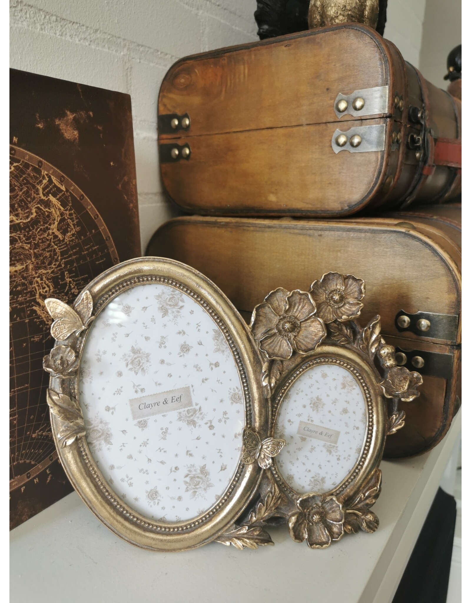 Trukado Miscellaneous - Double Photo Frame with Butterflies and Flowers