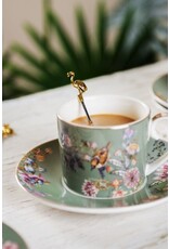 C&E Giftware & Lifestyle - Cup and saucer with Bird and Flowers 220ml Porcelain