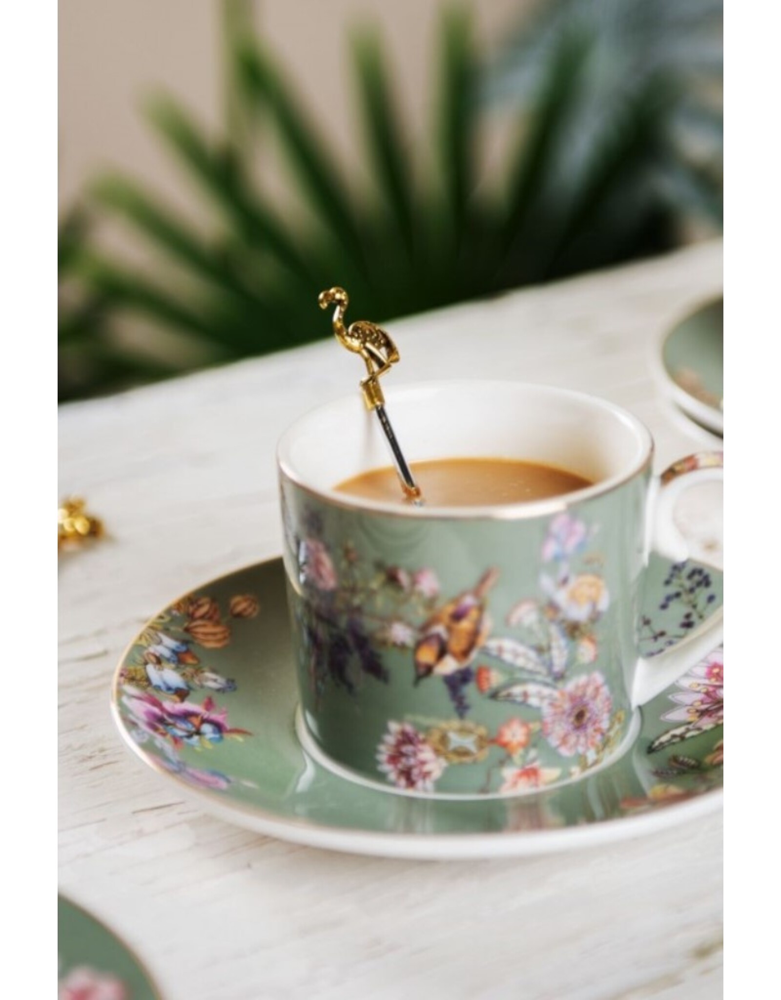 C&E Giftware & Lifestyle - Cup and saucer with Bird and Flowers 220ml Porcelain