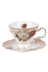 C&E Giftware & Lifestyle - Kop en Schotel Engelse Stijl Porselein - Set van 4