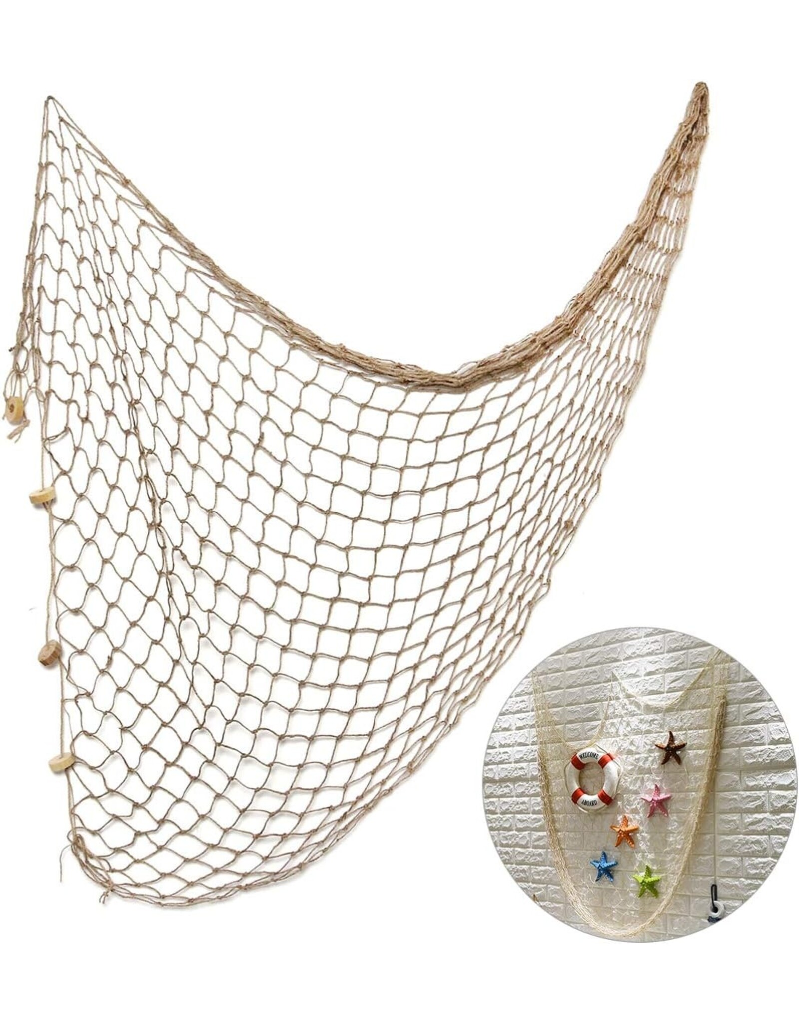 Trukado Miscellaneous - Decoratief Visnet 200cm x 400cm gemaakt van touw