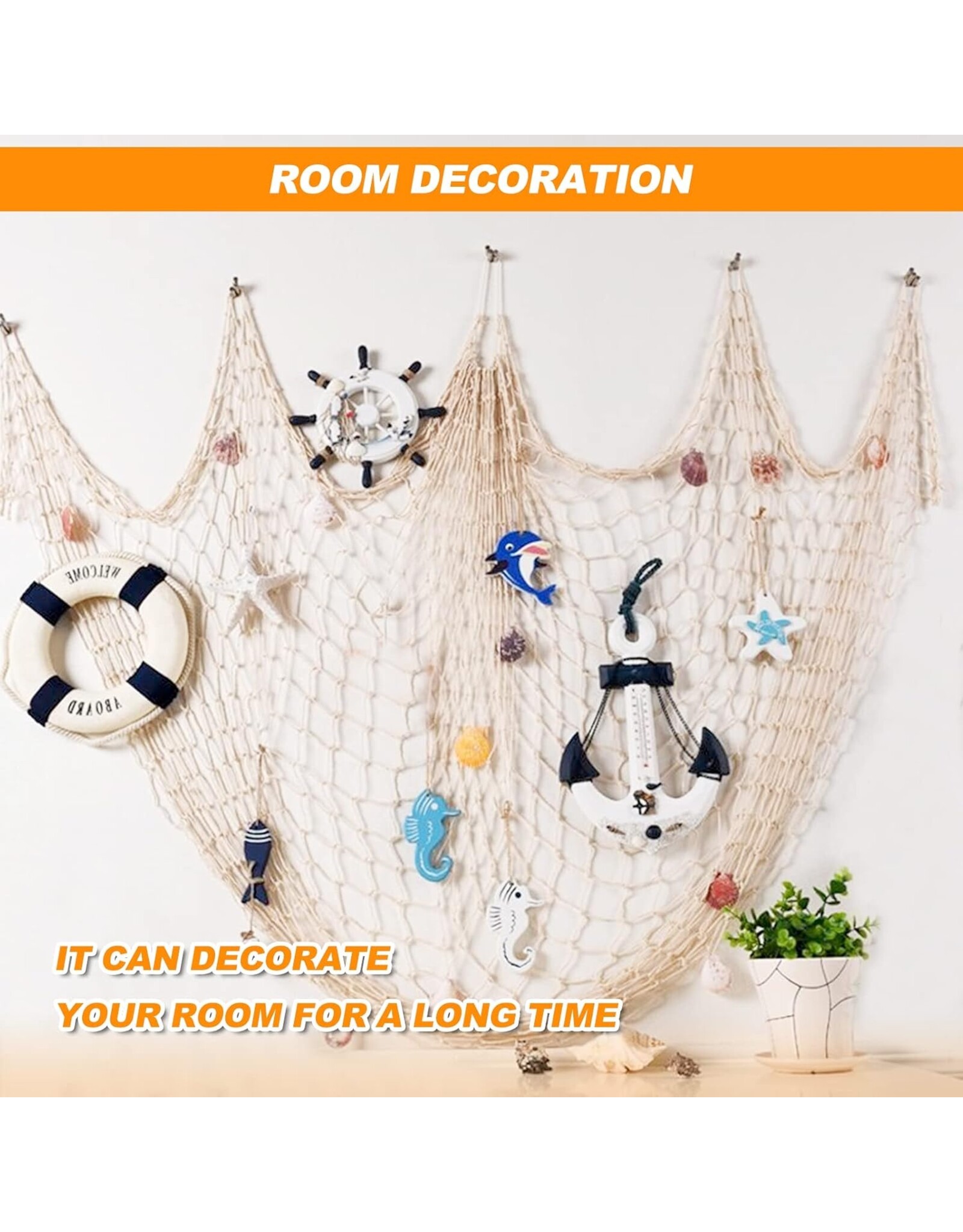 Trukado Miscellaneous - Decoratief Visnet 200cm x 400cm gemaakt van touw