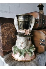 C&E Giftware Figurines Collectables -  Decorative Statue Rabbit with High Hat and Pleated Collar
