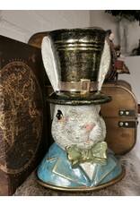 C&E Giftware Beelden Collectables - Decoratief Beeld Konijn met Hoge Hoed Buste 29cm