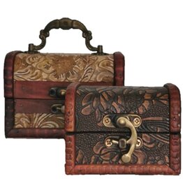 AWG Wooden Colonial Boxes  Embossed Flowers set of 2