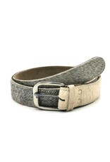 Trukado Leren riemen en buckles - Koeienhuid riem Grijs - beige 100cm