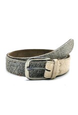Trukado Leren riemen en buckles - Koeienhuid riem Grijs - beige 100cm