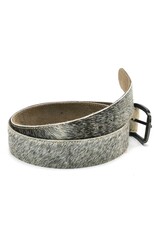 Trukado Leren riemen en buckles - Koeienhuid riem Grijs - beige 100cm