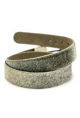Trukado Leren riemen en buckles - Koeienhuid riem Grijs - beige 100cm