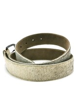 Trukado Leren riemen en buckles - Koeienhuid riem Grijs - beige 100cm