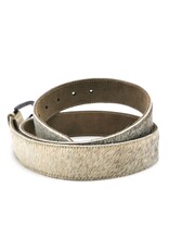 Trukado Leren riemen en buckles - Koeienhuid riem Grijs - beige 100cm