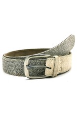 Trukado Leren riemen en buckles - Koeienhuid riem Grijs - beige 100cm
