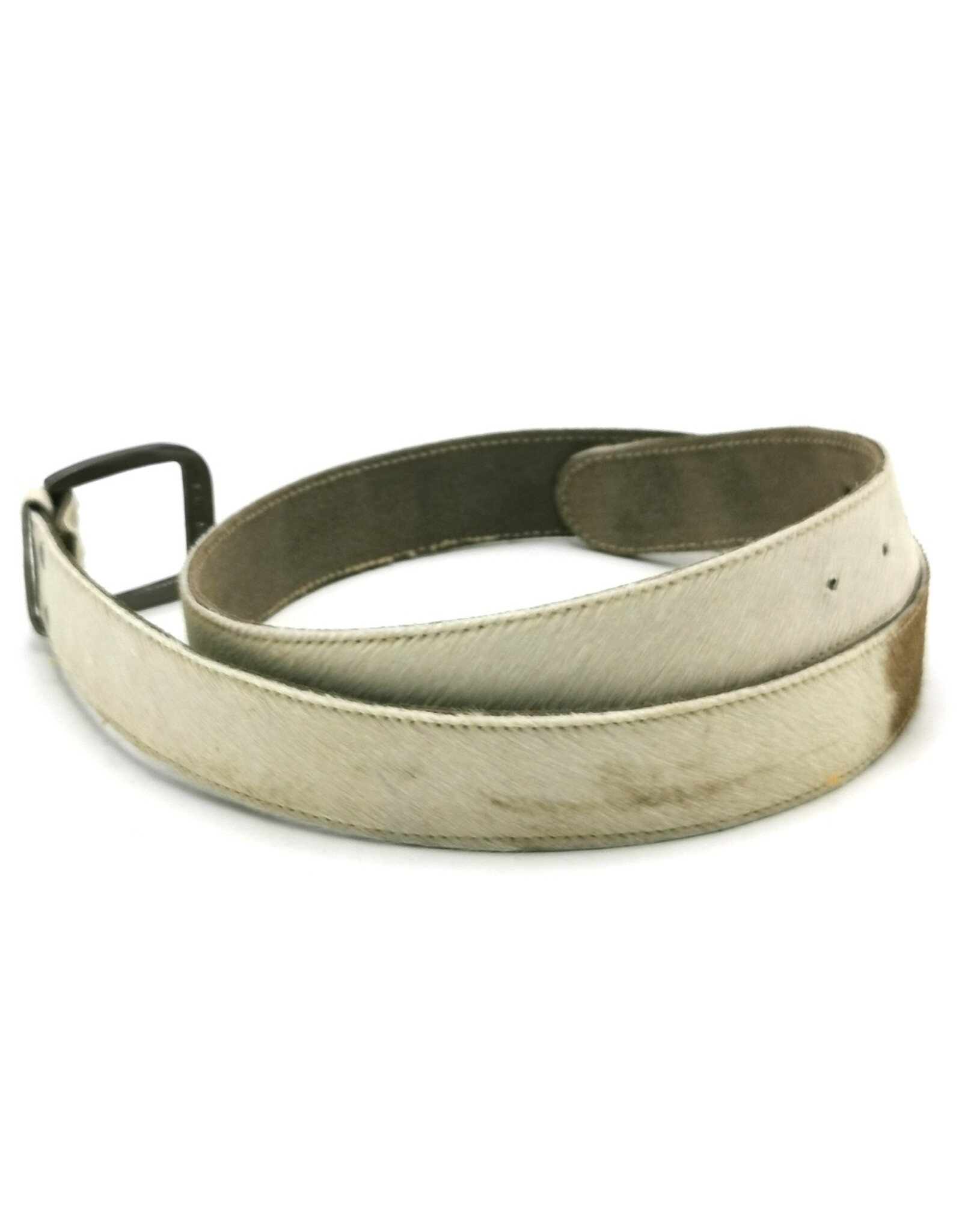 Trukado Leren riemen en buckles - Koeienhuid riem Crème - bruin