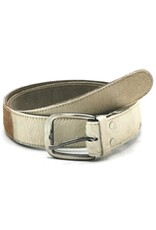 Trukado Leren riemen en buckles - Koeienhuid riem Crème - bruin