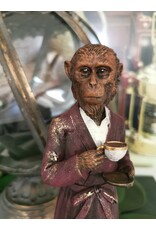 DS Giftware & Lifestyle - Aap in Kamerjas met Kop en Schotel beeldje