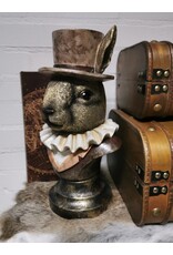 C&E Giftware Beelden Collectables - Konijn met Hoge Hoed en Plooikraag Buste 35cm