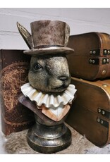 C&E Giftware Beelden Collectables - Konijn met Hoge Hoed en Plooikraag Buste 35cm