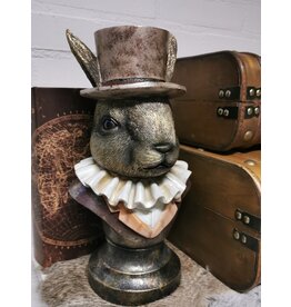 C&E Rabbit with High Hat and Pleated Collar Bust 35cm