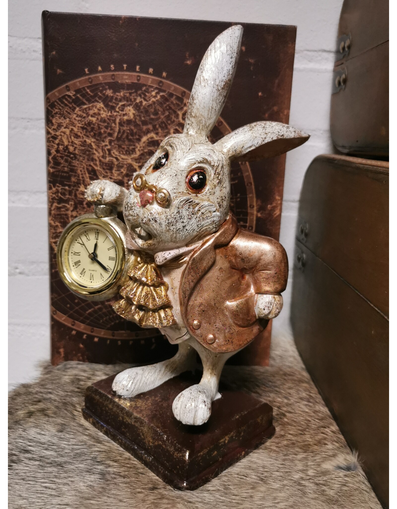 C&E Giftware Figurines Collectables - Rabbit with Clock figurine 26cm