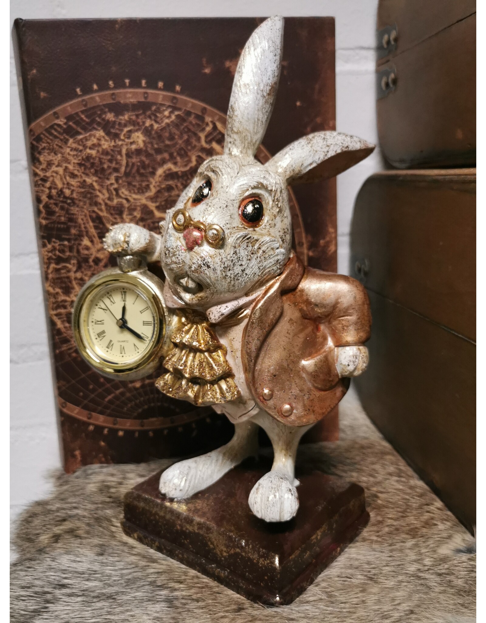 C&E Giftware Figurines Collectables - Rabbit with Clock figurine 26cm