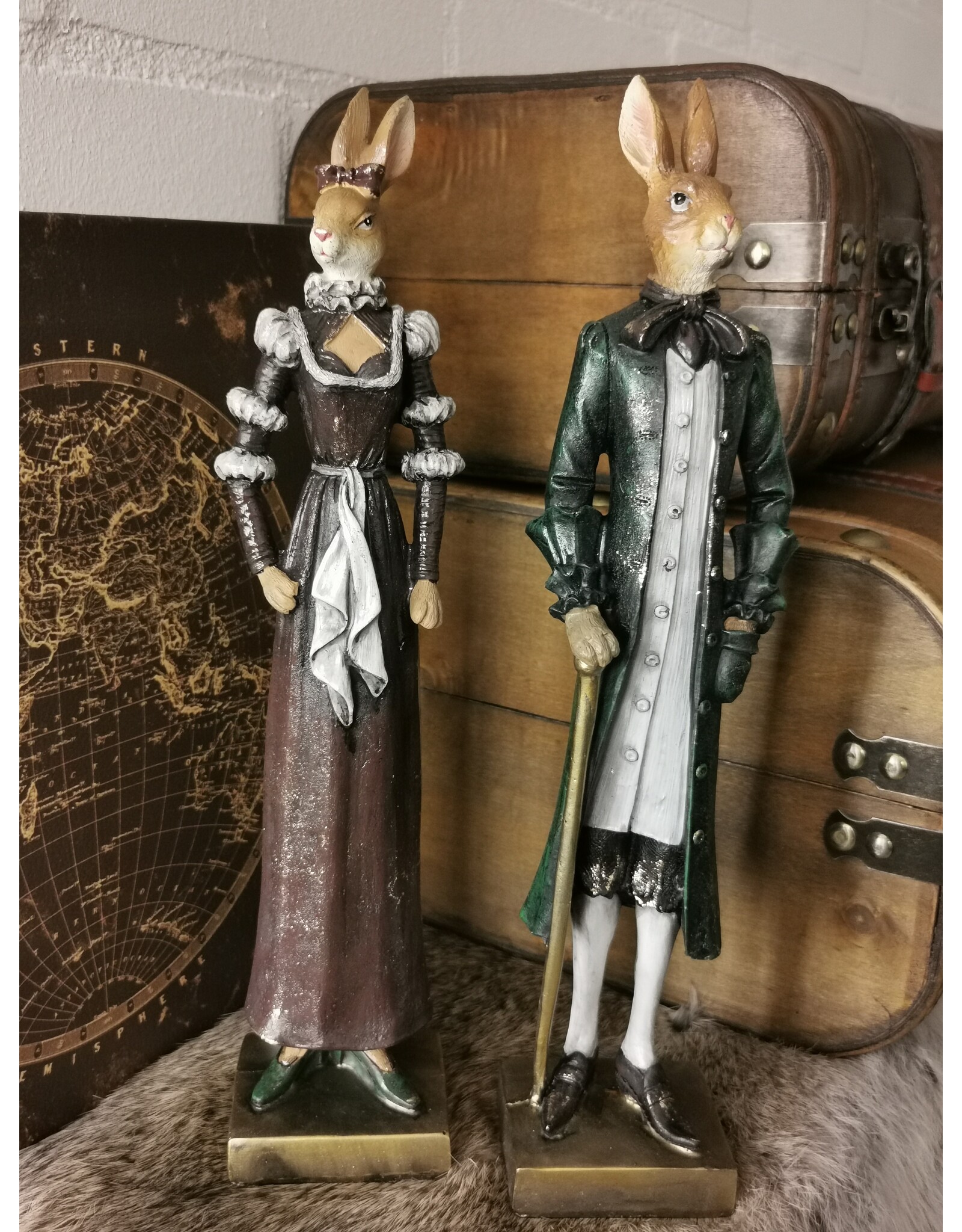 DS Giftware & Lifestyle - Mr and Mrs Hare figurine 32cm set of 2