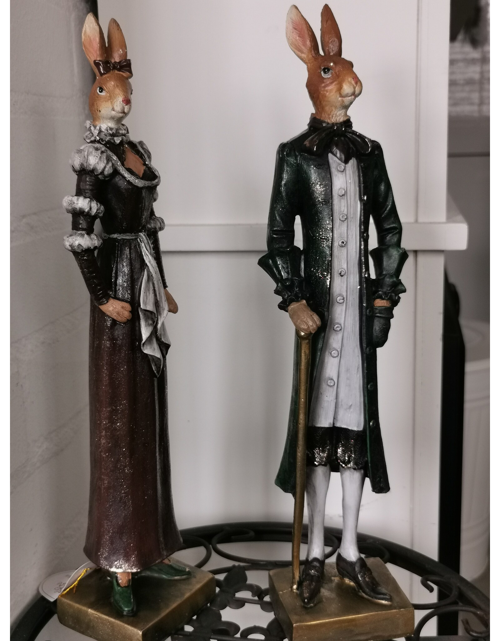 DS Giftware & Lifestyle - Meneer en mevrouw de Haas beeldje 32cm set van 2