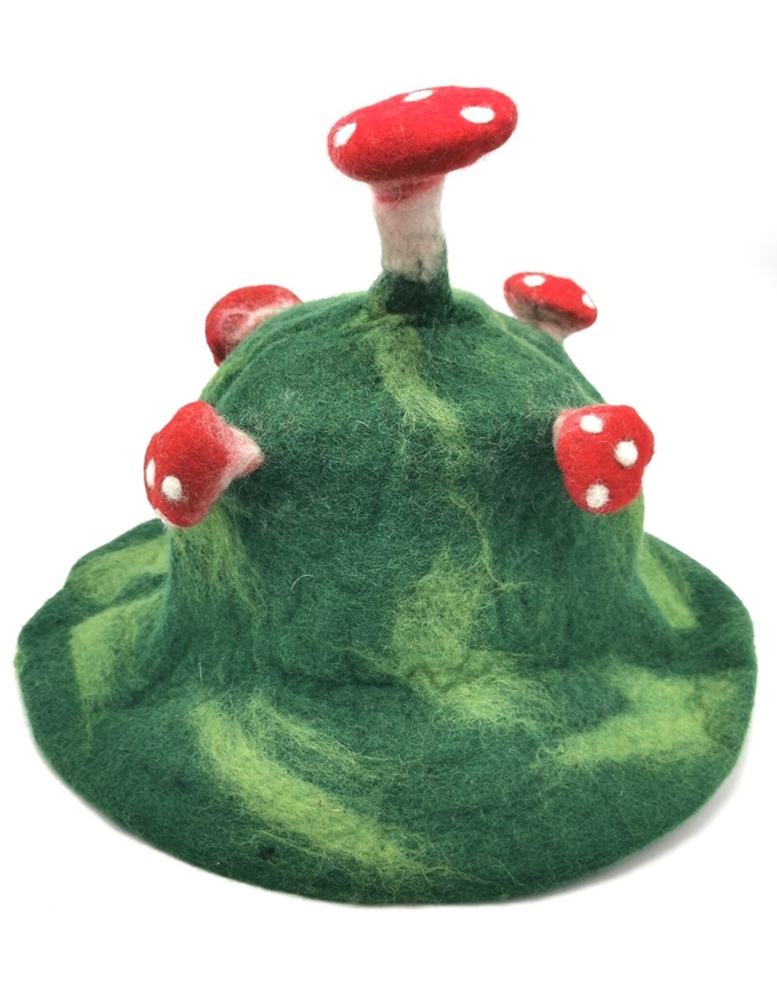 Trukado Miscellaneous - Vilten hoed - Sauna muts Paddenstoel groen-lichtgroen-rood