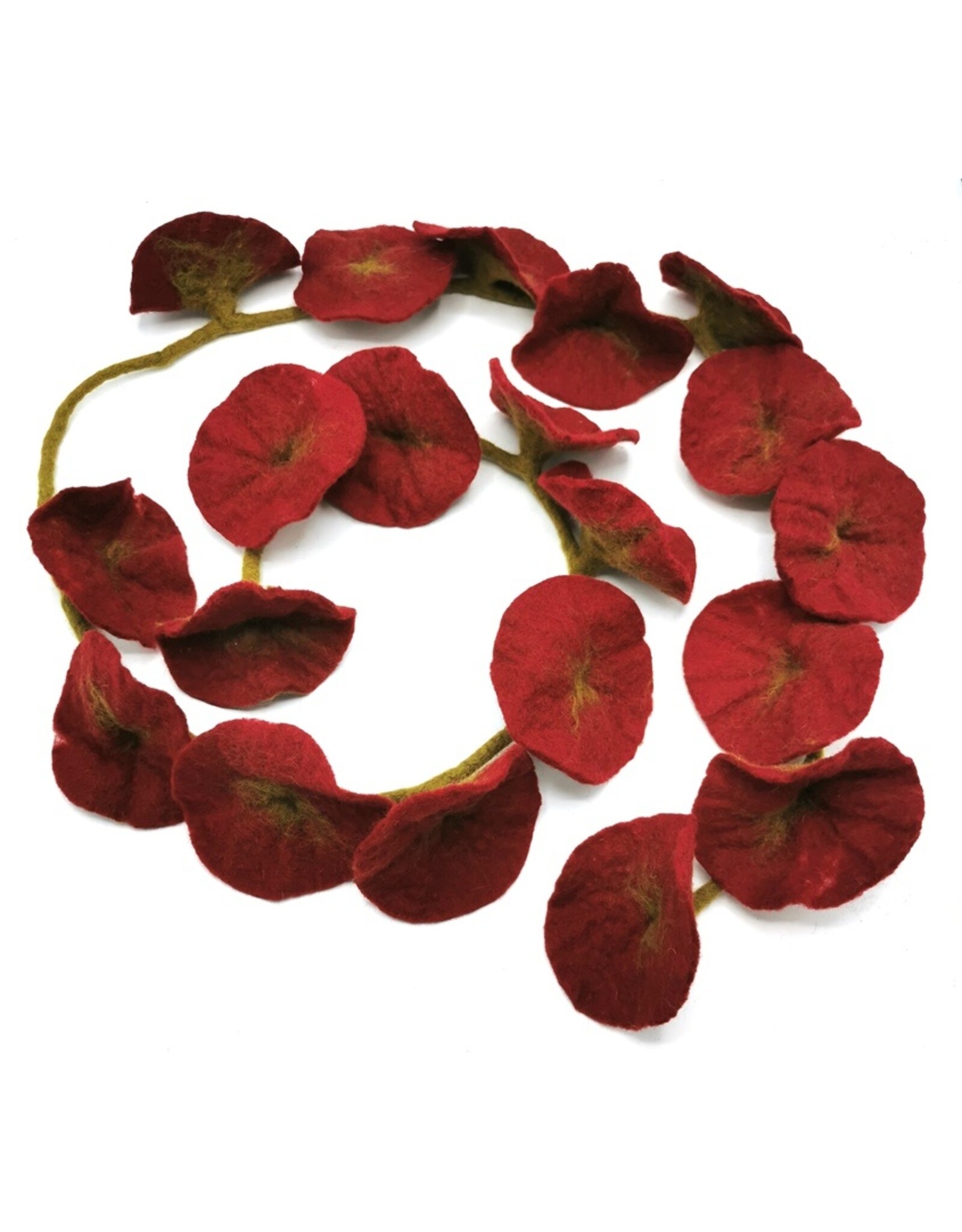 Trukado Miscellaneous -   Vilten Bloemen Slinger Donkerrood, handgemaakt 180cm