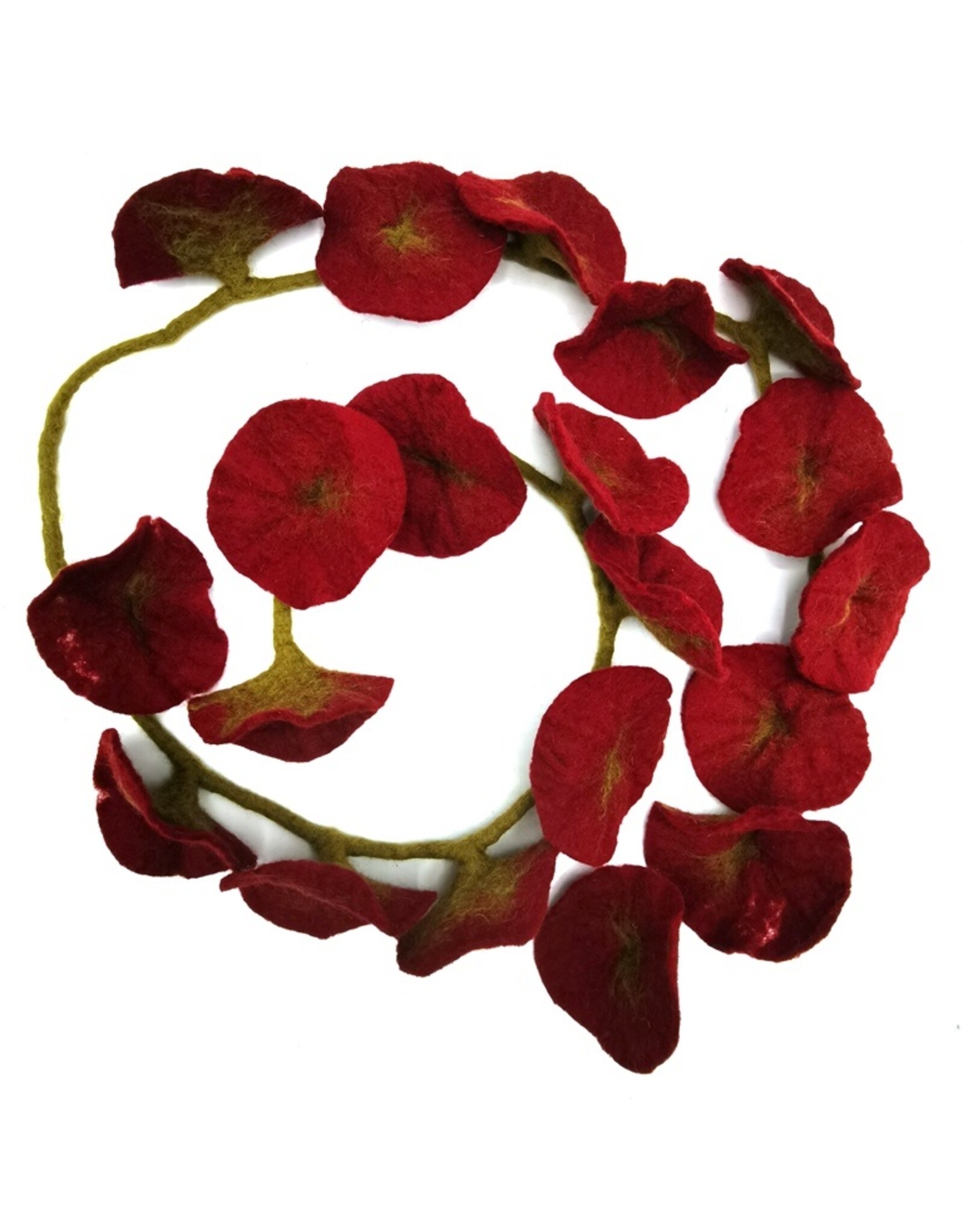 Trukado Miscellaneous -   Vilten Bloemen Slinger Donkerrood, handgemaakt 180cm