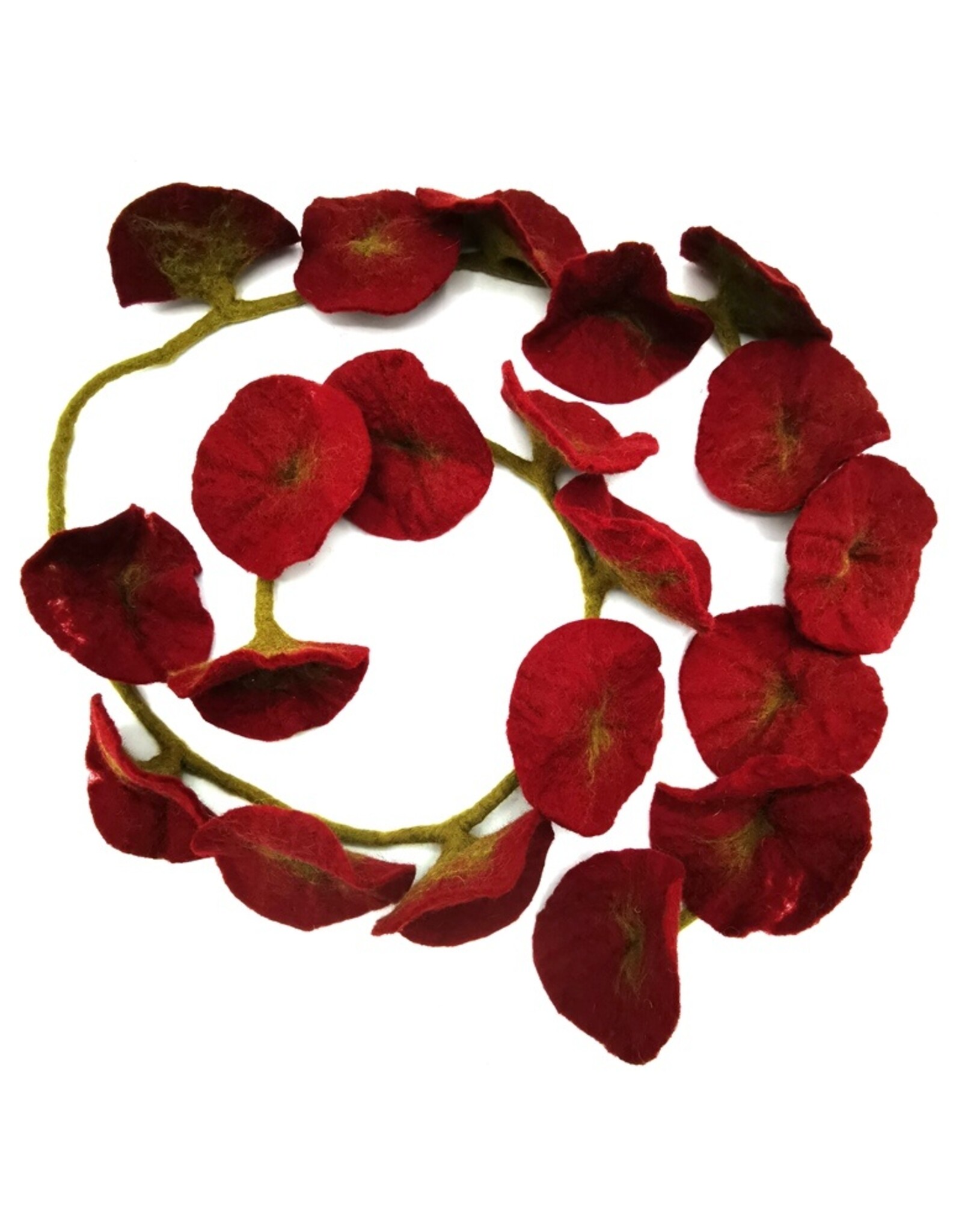 Trukado Miscellaneous -   Vilten Bloemen Slinger Donkerrood, handgemaakt 180cm