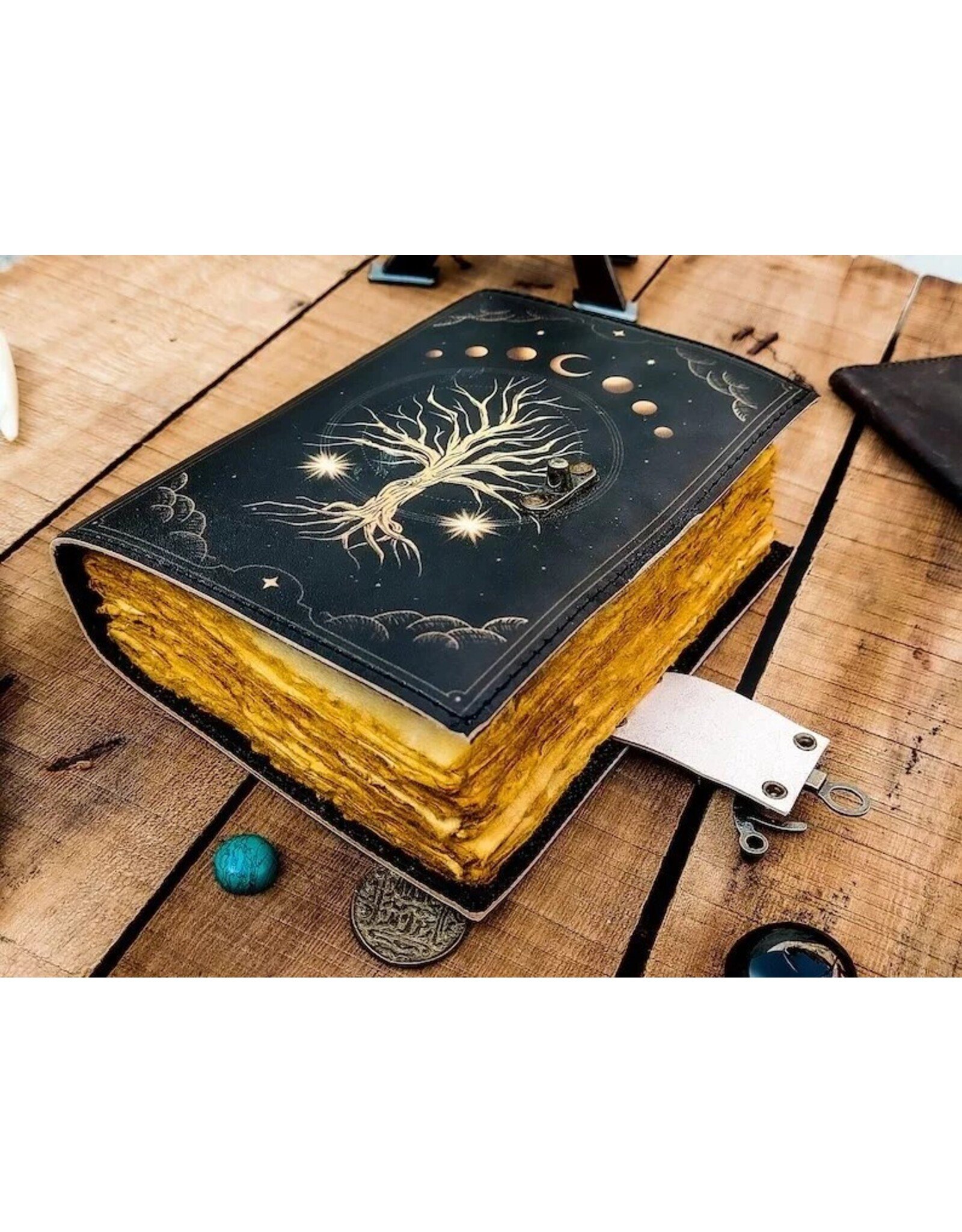 ONK Miscellaneous - Tree of Life with Moon Phases Leather Journal 18x13cm