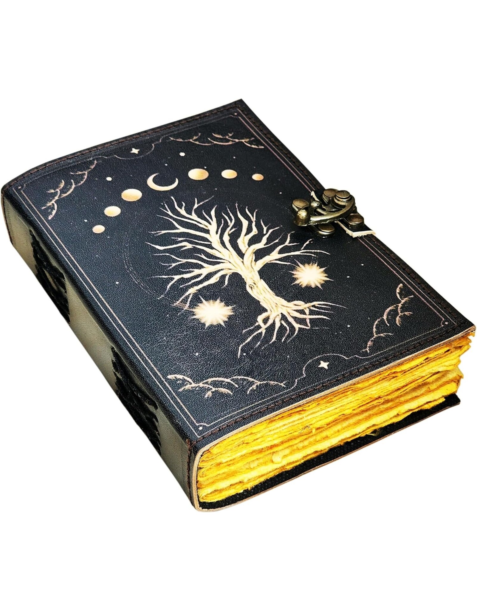 ONK Miscellaneous - Levensboom met Maanfases Leren Notitieboek 18x13cm