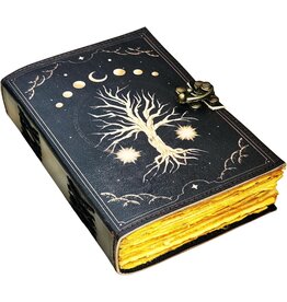 ONK Levensboom met Maanfases Leren Notitieboek 18x13cm