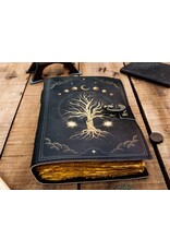 ONK Miscellaneous - Levensboom met Maanfases Leren Notitieboek 18x13cm