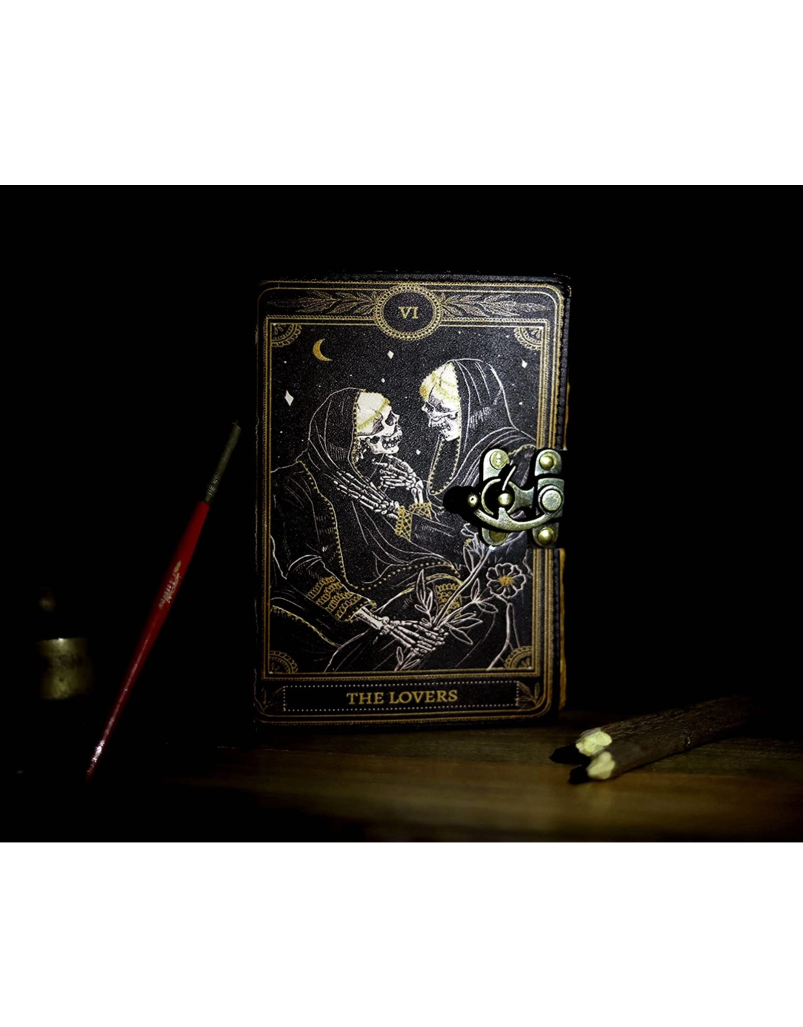 JM Handicrafts Miscellaneous - Grimoire Leather Journal The Lovers 18x13cm