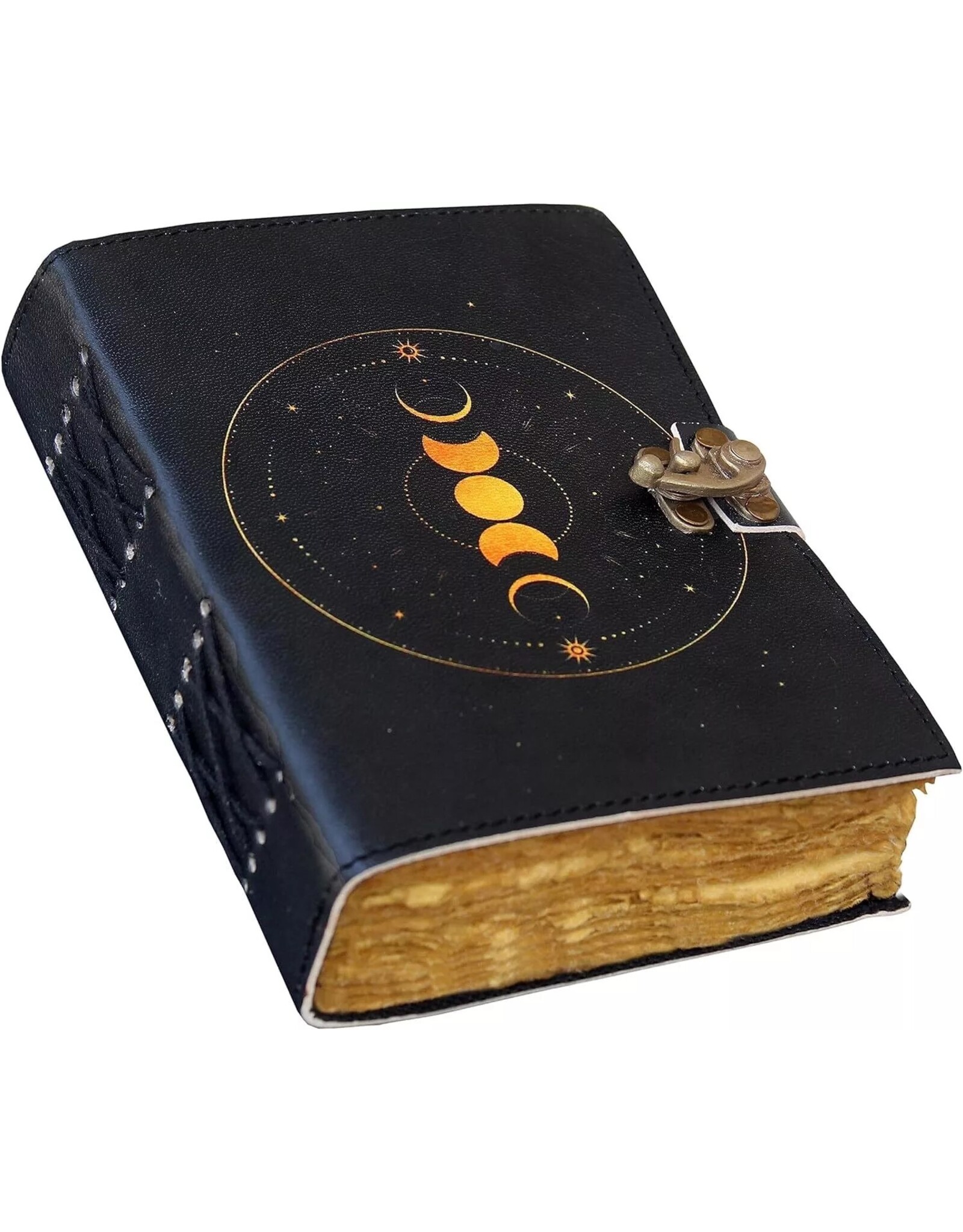 JM Handicrafts Miscellaneous - Grimoire Leather Notebook Moon Phases 18x13cm