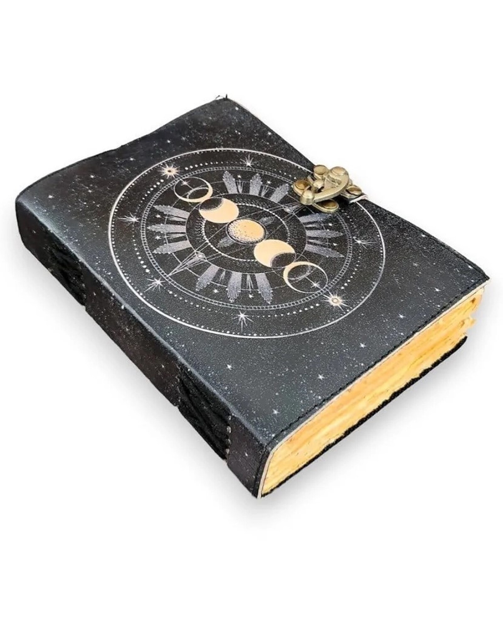 JM Handicrafts Miscellaneous - Grimoire Leather Notebook Moon Phases 18x13cm