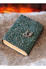 MITHD Miscellaneous - Leren Vintage Dagboek Bloemen reliëf met Haakje Groen