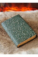 MITHD Miscellaneous - Leren Vintage Dagboek Bloemen reliëf met Haakje Groen