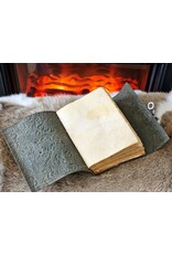 MITHD Miscellaneous - Leren Vintage Dagboek Bloemen reliëf met Haakje Groen