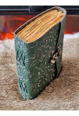 MITHD Miscellaneous - Leren Vintage Dagboek Bloemen reliëf met Haakje Groen