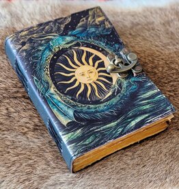 MITHD Leren Vintage Dagboek met Draak, Zon & Maan