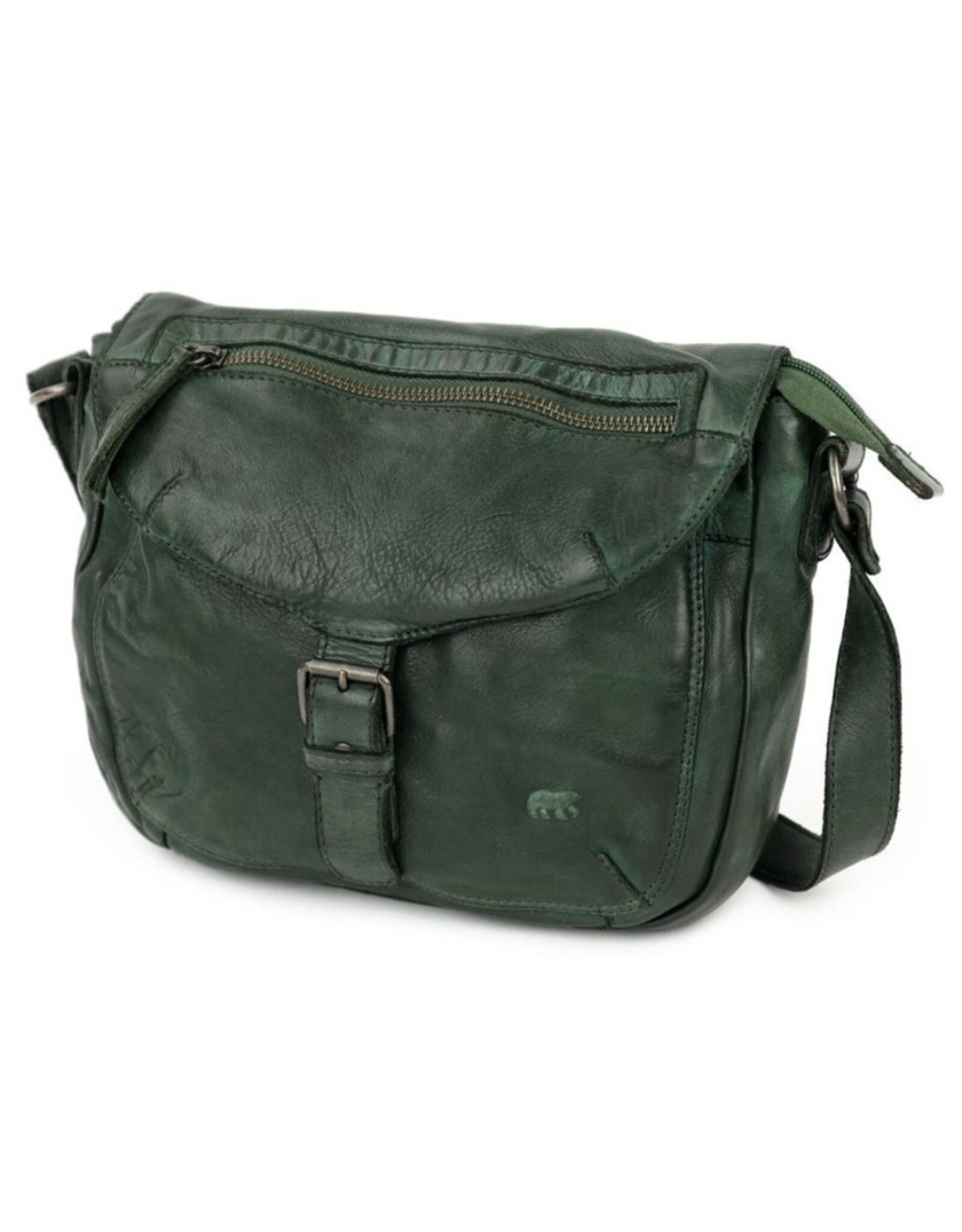 Bear Design Leren schoudertassen Leren crossbody tassen - Bear Design Schoudertas "Mattea" groen