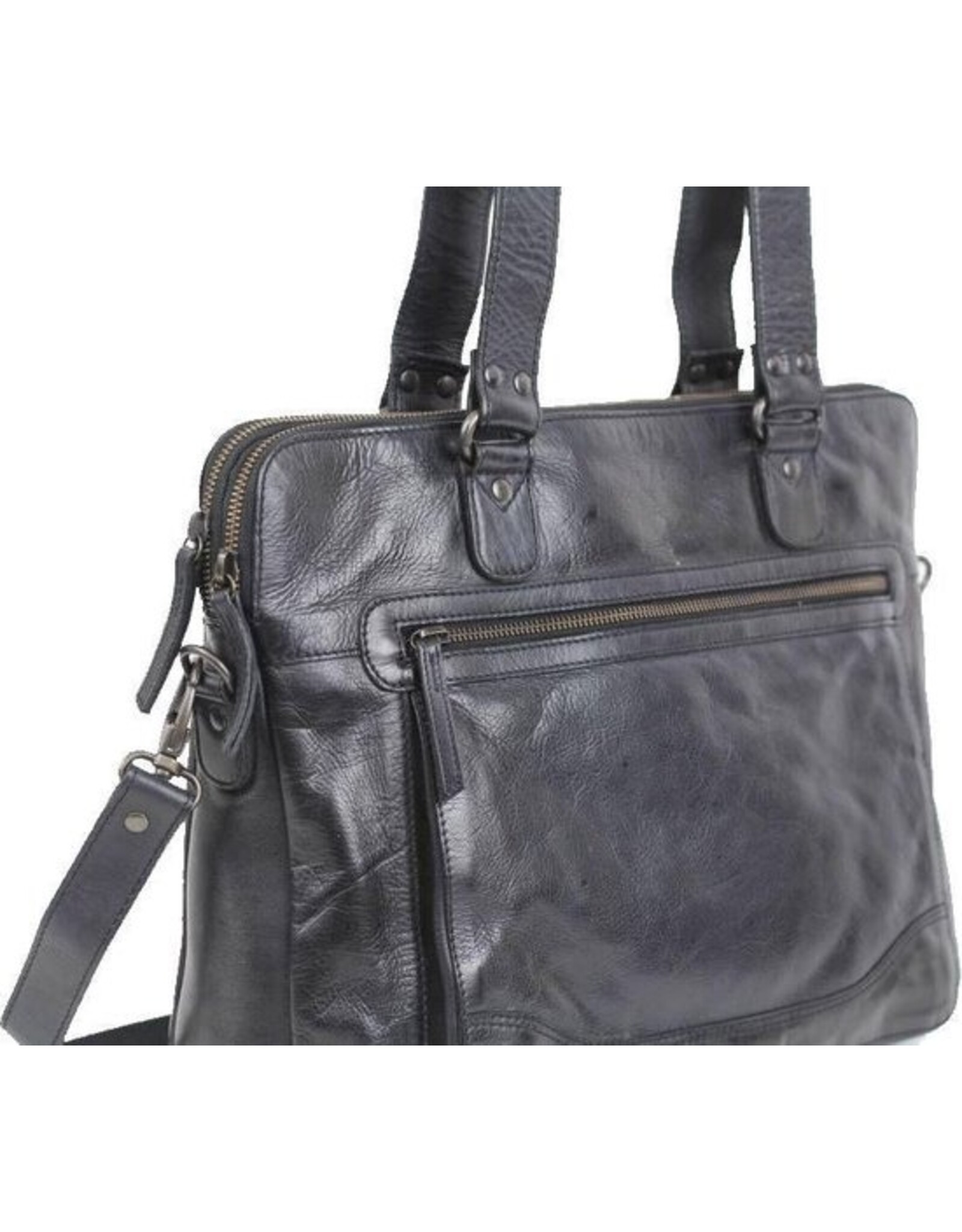 Bear Design Leather Workbags and Leather Laptop Bags - Bear Design Shoulder Bag - Laptop bag ‘Lia’ black