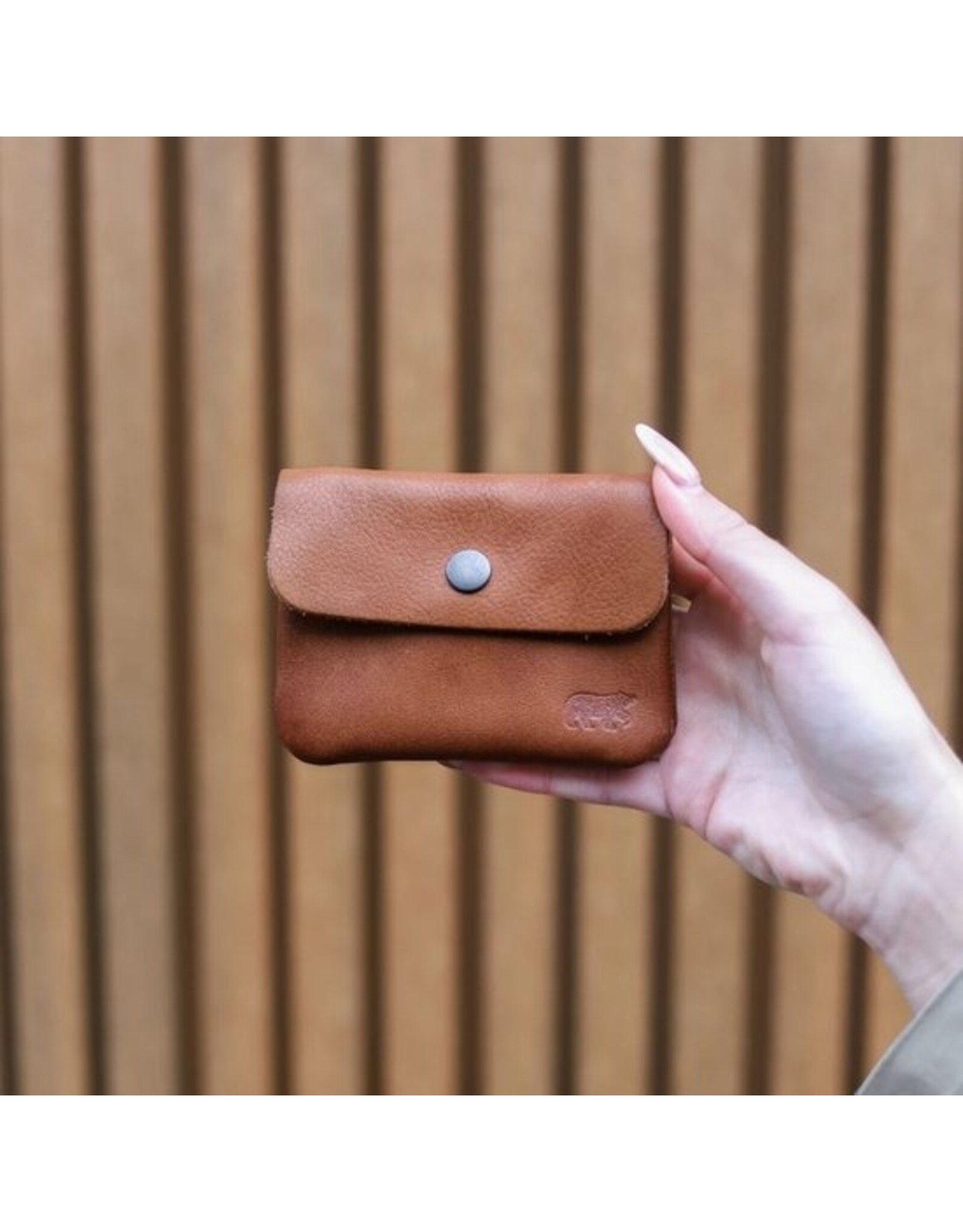 Bear Design Leather Wallets - Bear Design Mini Wallet 'Pietje' cognac