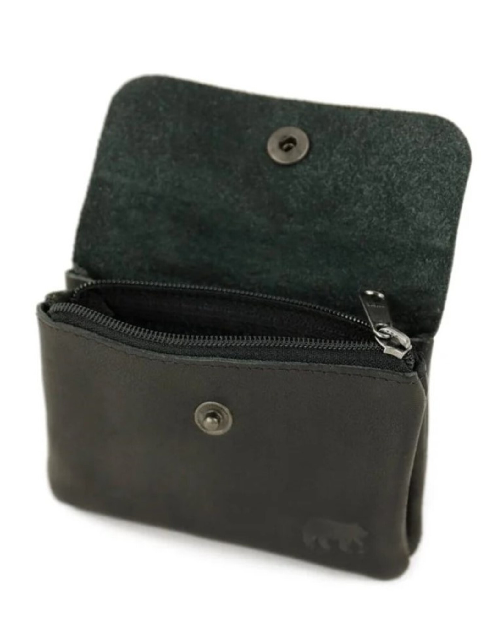 Bear Design Leather Wallets - Bear Design Mini Wallet 'Pietje' black